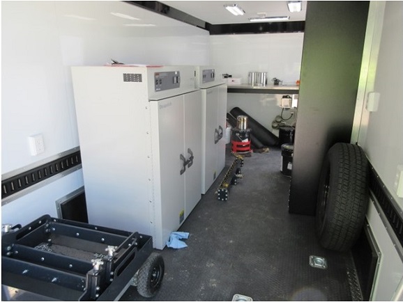 The interior of the TREAT storage trailer